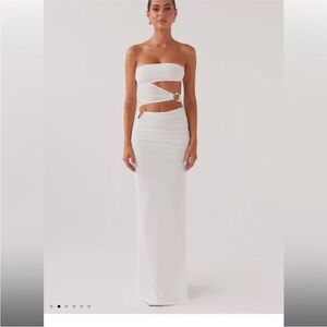 Peppermayo Into Pieces White Strapless Maxi Dress